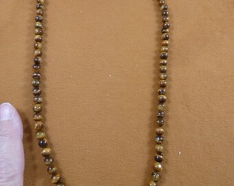 20 inch long 6mm Brown tan tiger's eye tiger-eye round Beads bead beaded Necklace jewelry V311-4