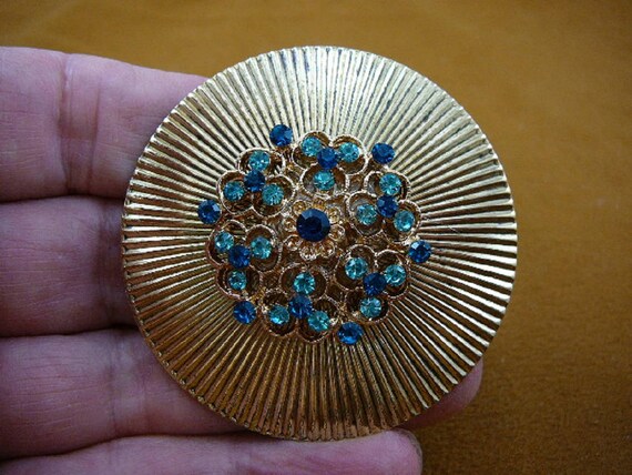 Broche Bouquet En Métal Doré Avec Perles Et Pierres Bleues - Modèle N°272 - Occasion - Sans Marque