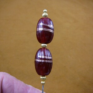 candied red copper swirl striped glass with gold beads beaded ladies pin hat U283-71