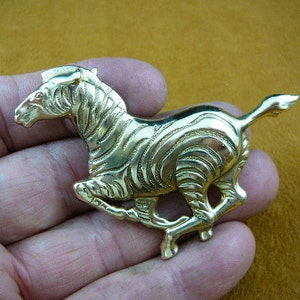 Zebra running zebras wild horse lover zoo safari repro Victorian brass pin pendant jewelry (B-zebra-50)