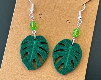 Monstera Leaf Dangle Earrings: Plant Lady Jewelry