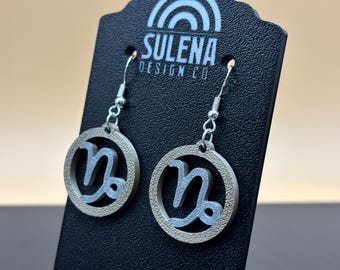 Capricorn Zodiac Dangle Earrings: Horoscope Gift