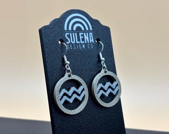 Aquarius Zodiac Dangle Earrings: Horoscope Gift