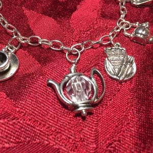 Charm Bracelet Tea Related Silver Charms Stainless Bracelet 9 Charms Custom
