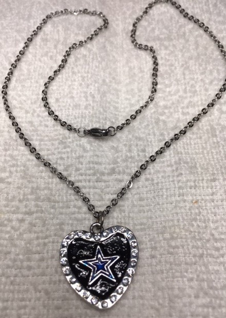 Cowboys Dallas Bling Pendant Star in Heart Edged in Bling Etsy