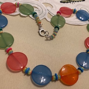 Necklace 70s Colors Bright and Happy Large Flat Disk Beads Custom Made