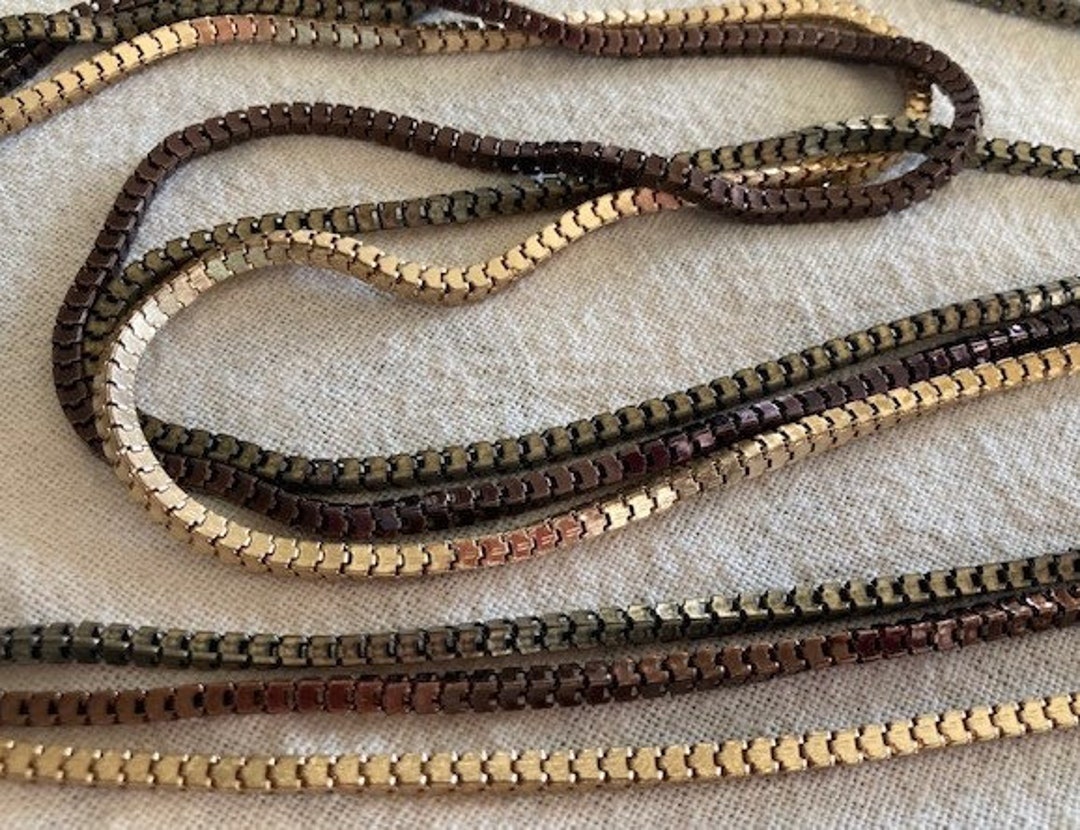 Necklace Exotic Tri Color Metal Chains Very Long Heavy Estate Etsy
