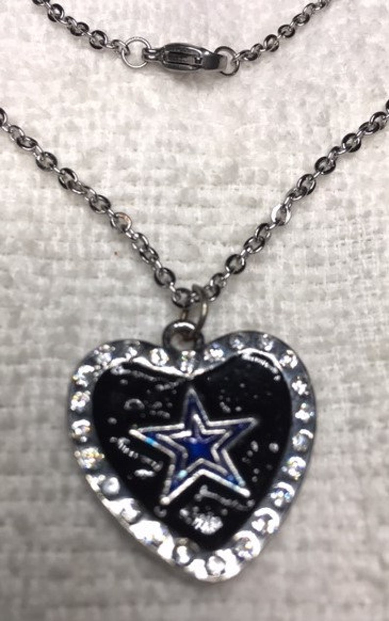 Cowboys Dallas Bling Pendant Star in Heart Edged in Bling Etsy