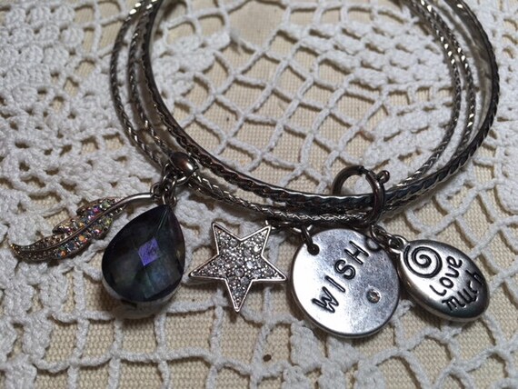 Vintage Bangle Bracelets with Several Charms some… - image 1