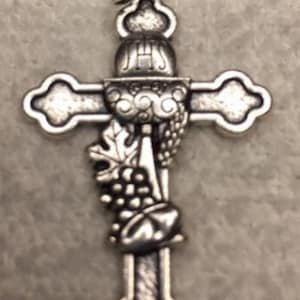 Cross First Communion Italian Silver Pendant comes with FREE Book Mark with Attached Colored Metal Pin