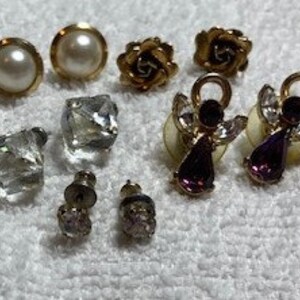 Lot 5 Pair Earrings Posts Family Pieces Vintage Various Colors and Shapes