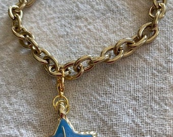 Armband Guldkedja Kraftig Sjöstjärna Berlock Aqua Guld Avtagbar Justerbar