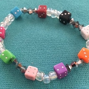 Bracelet Dice Rainbow Colors Stretch Normal Size