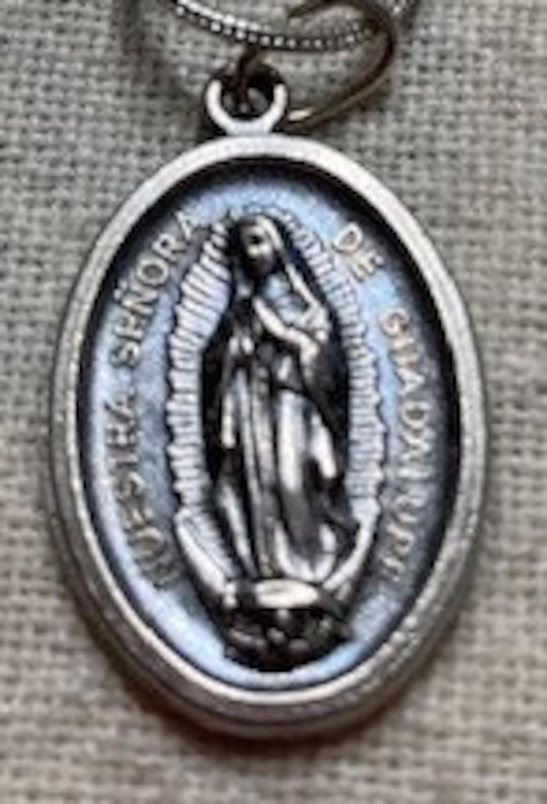Medal Silver Double Sided Our Lady of Guadalupe and Divine Mercy ...