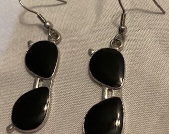 Earrings Singlasses Aviator Style with Silver