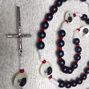 Catholic Rosary Houston Texans Special Custom Made Beads Italian Silver Medal Crucifix Necklace