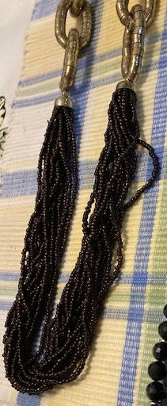 Necklace Exotic Long Vintage Large Black Seed Bead