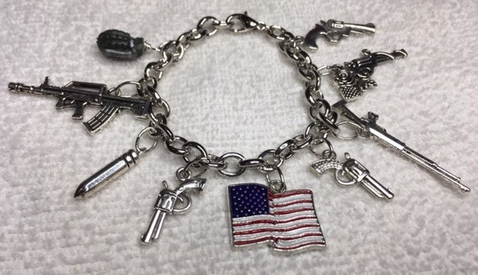 Charm Bracelet Weapons Nine Charms Silver Stainless Adjustable Etsy