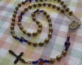 Catholic Rosary Brass Beads Hand Made in Ethiopia Matching Medal and Crucifix Unique