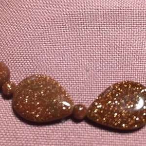 Bracelet or Ankle Bracelet Goldstone Beads Toggle Clasp Silver for Larger wrist or Ankle