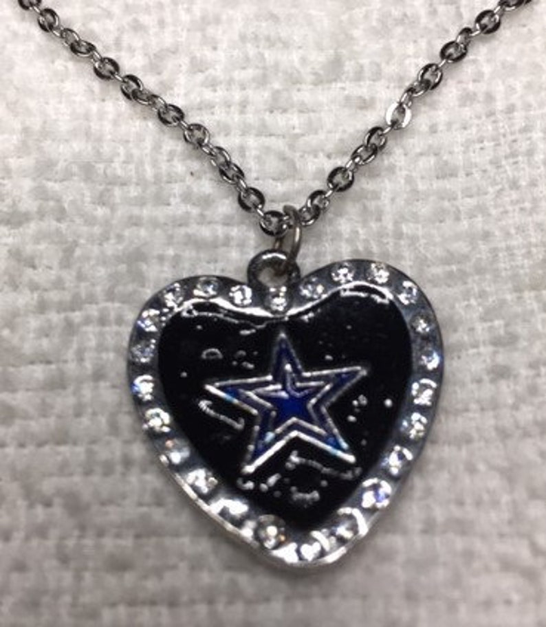 Cowboys Dallas Bling Pendant Star in Heart Edged in Bling Etsy