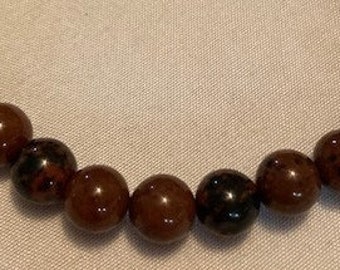 Bracelet Mahogany Obsidian Semi-Precious Stones Stretch