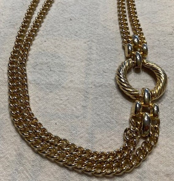 Necklace Exotic Gold Estate Piece 3 Chains Side Sp