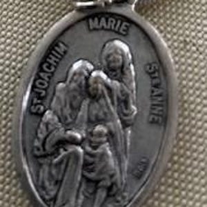 Medal St Joachim St Anne and Mary the Original Holy Family Necklace Stainless Chain
