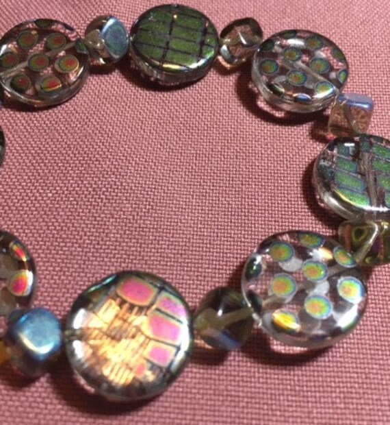 Bracelet Hologram Beads AB Finish Flat Coin Beads Geometric Etsy