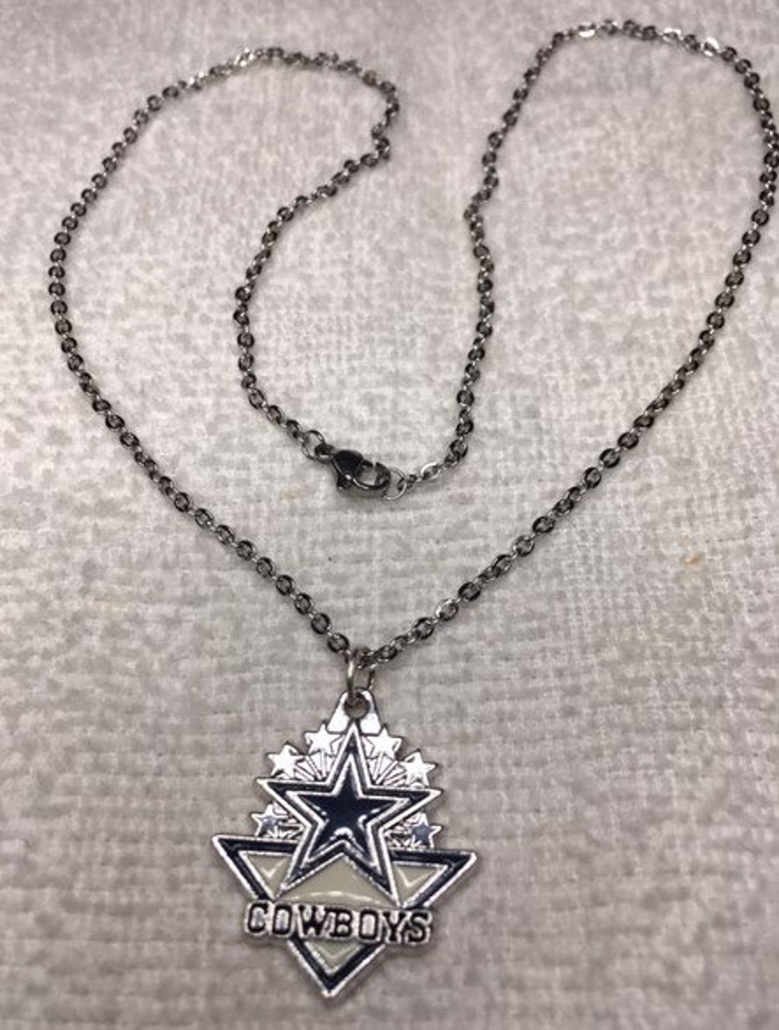 Dallas Cowboys Pendant on Stainless Steel Chain Large Silver Etsy