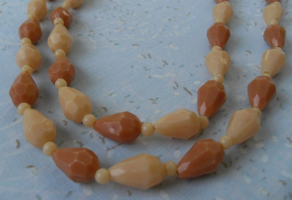 Vintage Necklace 50 In Long Plastic Faceted Beads… - image 1