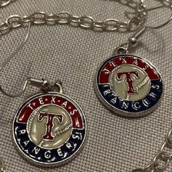 Jewelry Set Necklace Earrings Champions Texas Rangers Official Logo Jewelry