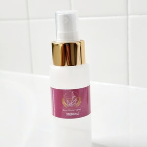 Organic Rose Water Toner Vegan, Cruelty Free, Peptides, Collagen image 1