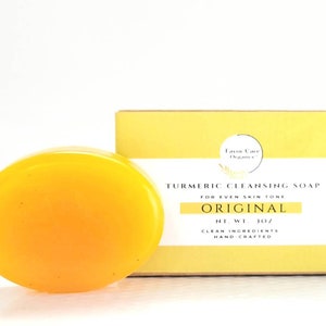 Organic Tumeric Face Soap Skincare Sustainable Vegan Face Cleanser dark spot remover Sensitive Skin Glycerine Soap Acne Soap Brightening image 1