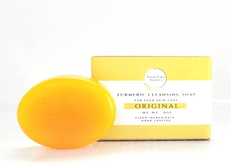 Organic Tumeric Face Soap Skincare Sustainable Vegan Face Cleanser dark spot remover Sensitive Skin Glycerine Soap Acne Soap Brightening image 1