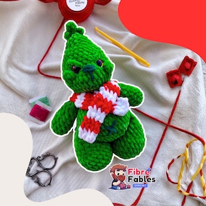 Holiday Grump Crochet Pattern: Beginner, Christmas Low-Sew Amigurumi Grinch Digital PDF Tutorial by FibreFables