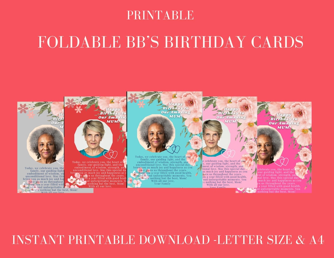 Foldable Birthday Card for Mom | Editable & Printable Canva Template ...