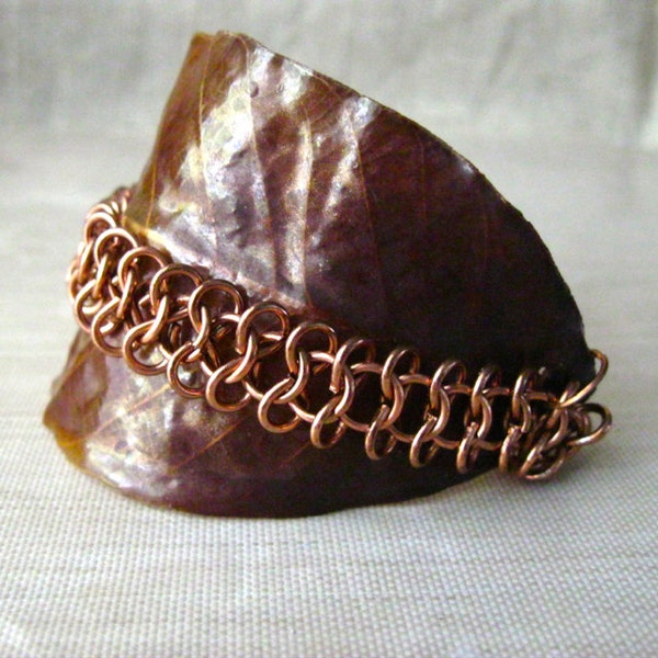 Real Leaf Bracelet, Leaf Chainmaille Bracelet, Leaf Bracelet, Chainmaille Bracelet, Organic Jewelry, Copper Bracelet, Leaf Bracelet, Maille