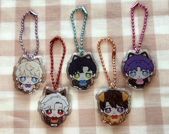 Porte-clés Love and Deepspace Kitty Xavier Rafayel Zayne Sylus Caleb