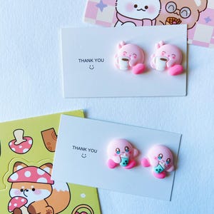 One Pair Cute Stud Earrings/Kawaii Earrings/ Cute Stud Earrings/ Resin Stud Earring/ Cute Pink Earring/ Good Gift/Birthday Gift/Good For Kid