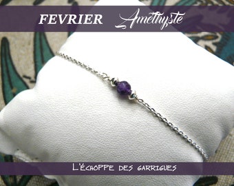 Amethyste february Birthstone and sterling silver bracelet