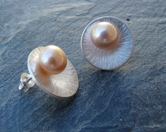 Sterling silver earrings with freshwater pearls