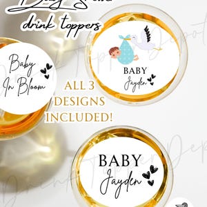 Baby Shower Edible Drink toppers l Baby in Bloom