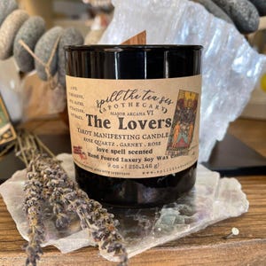 The Lovers Tarot Black Jar Candle