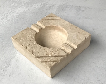 Vintage CERRI NESTORE Square Travertine Ashtray, Vero Travertino Design Ashtray, Fratelli Mannelli Style, Vintage Italian Design