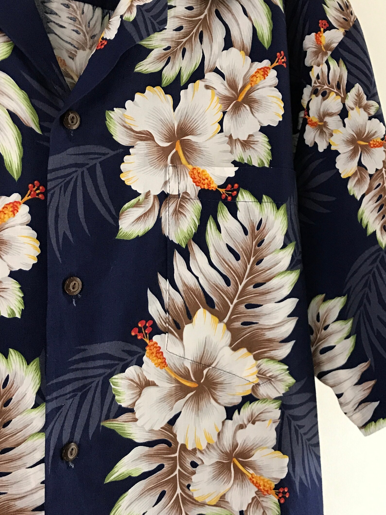 Vintage KY's Hibiscus Navy Blue Hawaiian Shirt XL | Etsy