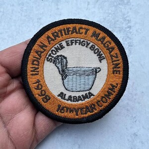 Vintage Indian Artifact Patch,  Alabama Stone Effigy Bowl, 1998 Commemoration
