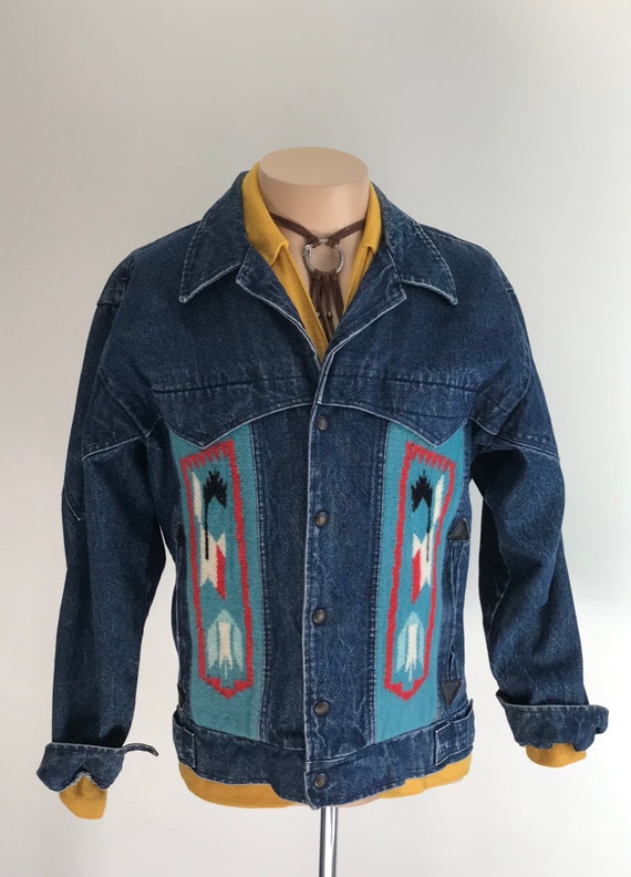 Vintage Mens Chimayo Denim Southwestern Jacket Pio