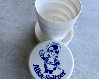 Vintage Speedy Alka-Seltzer Collapsible Cup, Old Medicine Advertisement