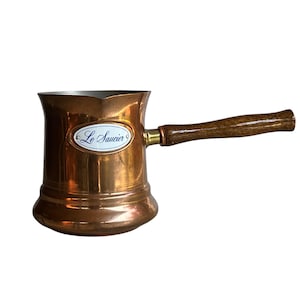 Vintage Le Saucier Copper Saucepan or Pot with Wooden Handle